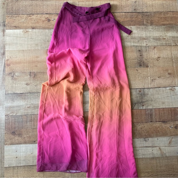 Amanda Uprichard Ariya Wide Leg Sunset Ombre Palazzo Pants with Tie XS - Picture 2 of 9